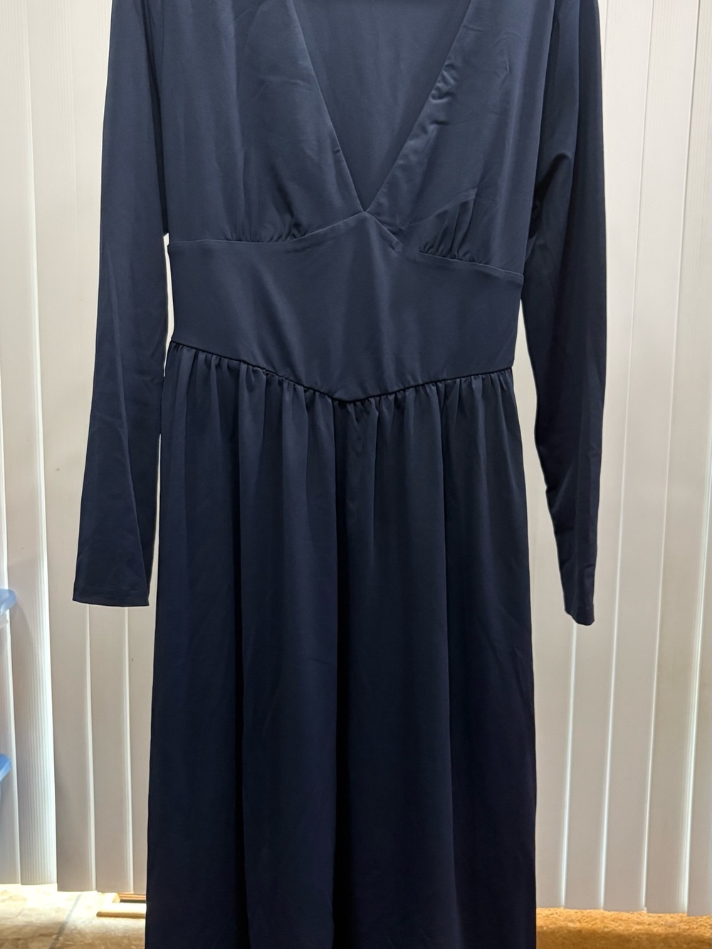 OYS Long Sleeve Navy V-Neck Women’s Dress